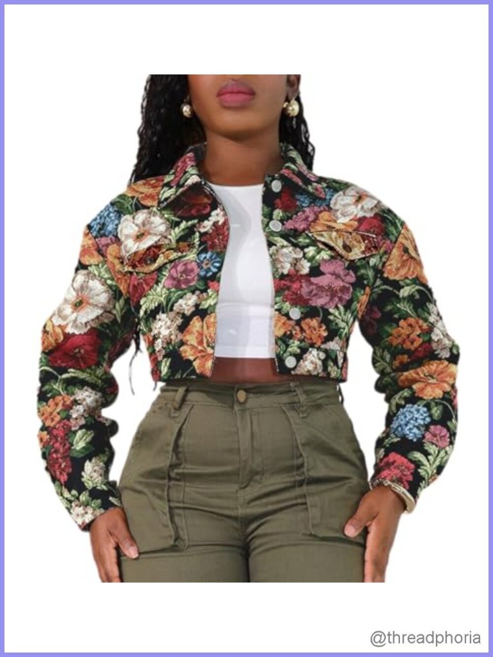 Cropped Jacquard Bomber Jacket Women Y2K Short Floral Jacket Trendy